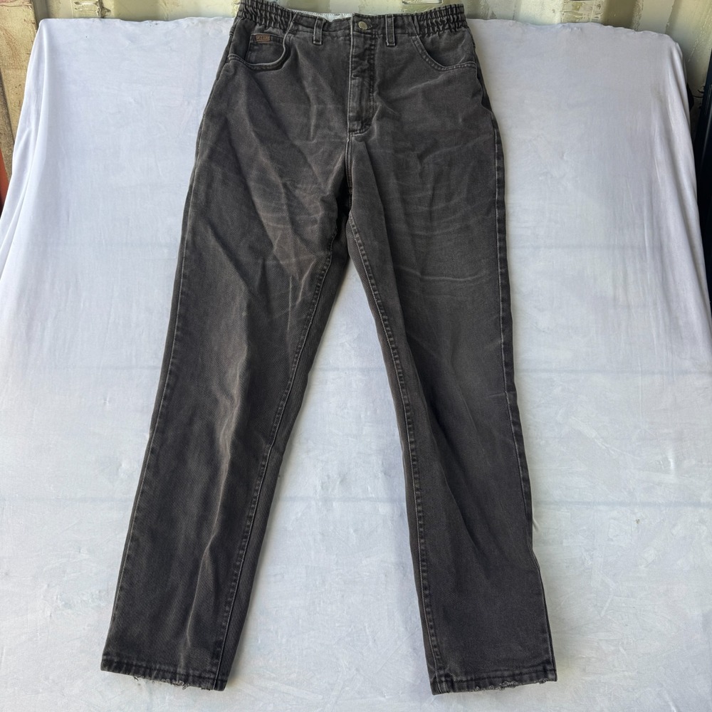 Lee Straight Jeans Women's 28x29 Dark Gray Denim Workwear Outdoor Elastic Waist